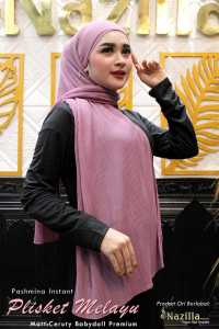 Kerudung Pashmina Plisket Melayu Inner Iner 2in1 - Jilbab Pasmina Plisket Polos Bahan Ceruty Babydoll - Hijab Wanita Instan Model Terbaru Termurah Terlaris