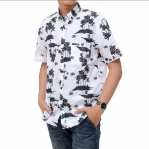 kemeja motif pantai lengan pendek