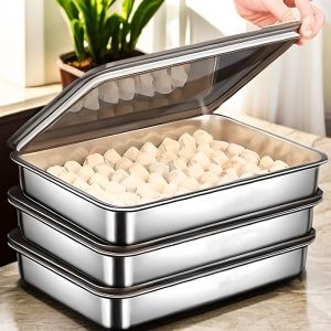Food storage with cover food storage dispensers SUS316 stainless steel food container food keepers food tray for party set serving dish for kitchen fridge refrigerator organizer storage box snacks fruit baking sheet food keeper