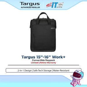 Targus 15.6" Work+ Convertible Daypack Business Laptop Backpack for Travel & Office Multi-Carry Design