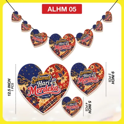 (7pcs) SET HIASAN GANTUNG - LOVE MERDEKA 2026 / Deko Sambutan Kemerdekaan / Artcard Hiasan Pejabat Kelas Sekolah / ALHM