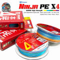 สายพีอี PE PIONEER NINJA X4 MULTI COLOR BRAI LINE ยาว 100 เมตร ทนแรงขีดข่วนได้ดี เหนียว ตีเหยื่อได้ไกลขึ้น สายโหดต้องลอง. 