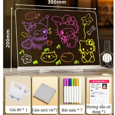 Bảng vẽ sáng LED Bảng ghi chú Bảng tin nhắn Chất liệu acrylic Ghi đè tái sử dụng Bút màu sáng tạo Đèn ngủ nhỏ Trẻ em 4-6 tuổi Vẽ tay DIY