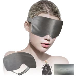 Sleep Mask - ZOESMIEN Mulberry Silk Eye Mask Ultra-Thin Breezy Design (0.1in Thickness) for Women Men Side Sleepers Light Blocking Breathable Coolness for Warmer Night Christma