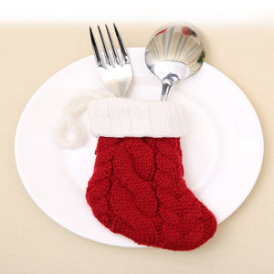 Warmstation Socks Tableware Bag Socks Table Decoration Christmas Fork Spoon Cover Hanging Tree Ornament