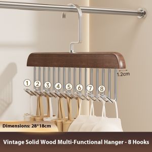 YONUO Bằng gỗ đa chức năng móc áo với 8 móc for内衣 và áo ngực thiết kế xoay cho tiết kiệm không gian lưu trữ