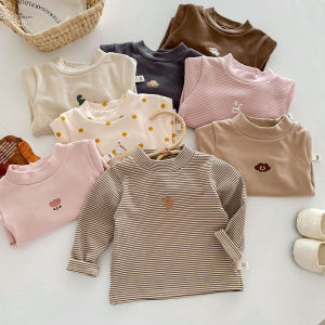 7CYM 1-5 Y Kids Clothes Turtleneck Girls Blouse Fashion Cartoon Girls Shirt Heating Fabric Warm Base Tops
