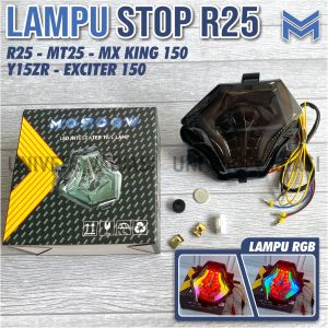 STOPLAMP BELAKANG RGB R25 MOSCOW LED 3 In 1 LAMPU STOP MX KING MT25 R25 Y15ZR EXCITER 150 LAMPU STOP MOTOR 3 IN 1 PLUS SEN RGB MX KING R25 NEW MT25 MT03 MT07 Y15ZR EXCITER150 SUDAH INCLUDE MAGNET BUAT PERUBAHAN MODE LAMPU STOP BELAKANG R25 MT 25 NEW MT25