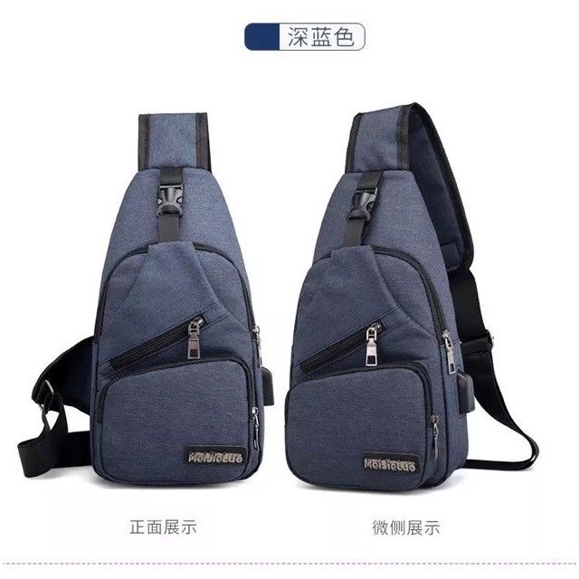 CMJ s BEST Mei jie luo Sling Shoulder Crossbody Chest Bag for Young Men Portable Hiking Travel Backpack Daypack with USB Data Cable Lazada PH