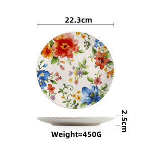 OMK American Style Underglaze Ceramic Dinnerware Set Dinner Plate Spring Series