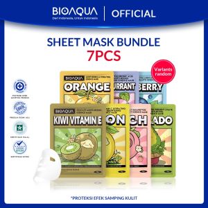 BIOAQUA Paket Sheet Mask 12 pcs Brightening Moisturizing Skin Care Hydrating Essence Face Mask Anti aging Masker Wajah Glowing Bpom