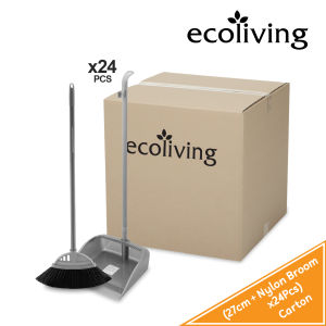 ECO LIVING CARTON DEAL 24Pcs/Pack Dustpan W/Teeth & Broom W/Handle SetBuckle DesignPenyapu Lantai&PenyodokECO-1688-24