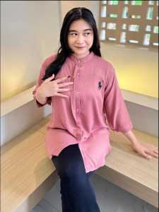 GRATIS ONGKIR KEMEJA WANITA BORDIR POLO / KEMEJA WANITA BORDIR LINEN PREMIUM LOGO POLO / KEMEJA KERJA WANITA TERBARU