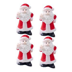 Pack of 4 Premium Resin Santa Statues Detailed Festive Landscape Decorations Hanging Hooks for Seasonal Crafts
