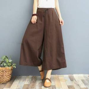 Ella Mall COD #710 Washed cotton-linen loose-fitting square pants for women free size (fits waist sizes 28 to 36)