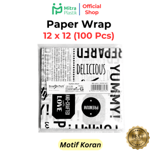 Kertas Nasi Motif 12x12 cm Paper Wrap 100 pcs Printing Laminasi Food Grade Burger Kebab Dragon Pack Koran Roti Yellow Love Daun