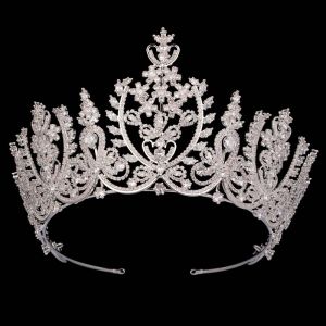 HADIYANA Băng Đô Cô Dâu Đính Đá Zirconia Hình Khối Lấp Lánh Vương Miện Thời Trang Cho Nữ Phụ Kiện Tóc Cưới BC5145 Quà Tặng Giáng Sinh2026