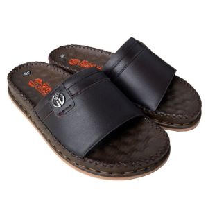 Dép nam da quai ngang đế cao 35 cm Trường Hải da bò thật có 2 màu nâu đen  DN158