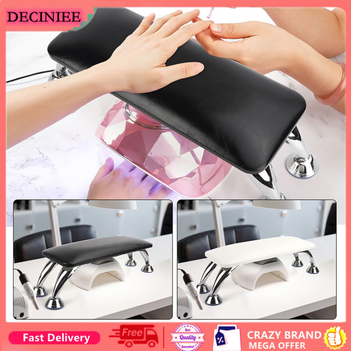 DECINIEE White Black Genuine Leather Nail Hand Rest Pillow Manicure
