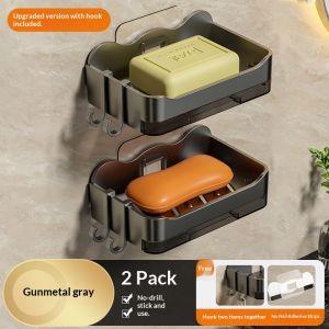 Đĩa đựng xà phòng treo tường lebi với giá thoát nước không khoan cần thiết thiết kế hai lớp để lưu trữ chậu rửa phòng tắm