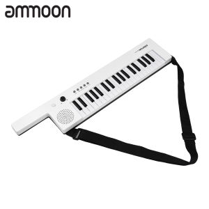 [ammoon]37 Keys Guitar Electronic Keyboard / Piano with Shoulder Strap Mini Microphone Audio CableType-C USB Cable User Manual (English)