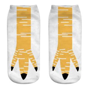 Độ co giãn cao quirky 3D in gà hình móng vuốt Vớ qua mắt cá chân cho phụ nữ và nam hài hước vớ ngắn Đảng gag Quà Tặng