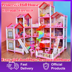 New arrival. Doll House Princess Dream Castle Girls DIY Villa Playset Toy Kids Birthday Gift Christmas gift Girl doll house Girl Dollhouse Accessories Playhouse Free Dolls Free Light
