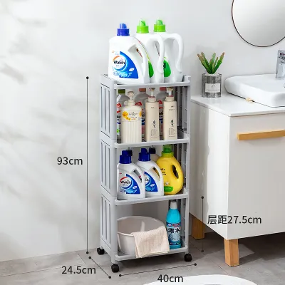 2/3/4 Tiers Kitchen Bathroom Organizer Trolley Shelf/Rack/ Storage/Utility Cart with Rollers Wide - White / Grey Color [Stock in SG]