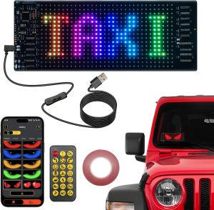 Programmable LED Sign for Car 2PCS Devils Eyes Light for Windshield5V USB Programmable LED Waterproof Flexible Digital Display SignsRemote APP Control Cool Decor for Cars/Truck