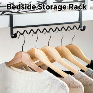 Durable Dorm Bedside Rack Adjustable Aluminum Hanger Saving Clothes Hanger Iron Hook StorageOrganize
