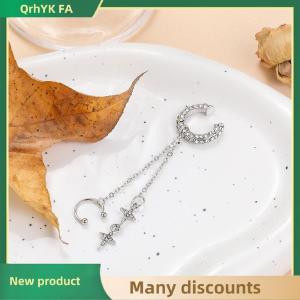 READY STOCK✨ Shiny Star Tassel Ear Clip Earrings For Women Rhinestone Non- Cuff Ear Clip Earrings Cartilage Jewelry