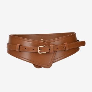 CHROME RECOVER73CH1 Adjustable Elastic PU Leather Body Apparel Accessories Sweater Overcoat Waistband Waist Belt Wide Belts Cummerbunds