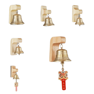 MAKERVY Wall Mount ic Doorbell Wooden Base Brass Material Wind Chime Clear Sound ic Design Brass Bell Entry Reminder