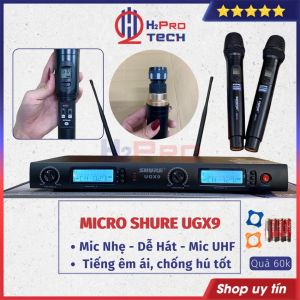 Micro Không Dây Shure Ugx9 Uhf Chống Hú Mic Hát Karaoke Ugx9 Cao Cấp Mic Hút Tiếng Sáng - H2Pro