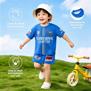 AILEBE Kids World Cup Sets Quick-Dry Soft Set Breathable Loose Lightweight Summer Short Sleeve Tee Shorts Easy Wash Maintain Pambahay OOTD For Boys 0-5Y