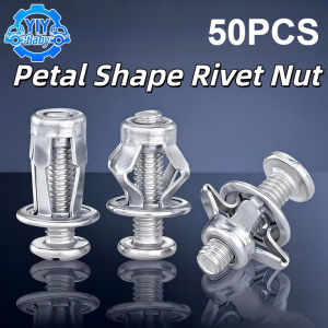 50pcs Metal Rivet Nut M4 - M6 Iron Petal Lock Jack Nuts for Car License Fixing