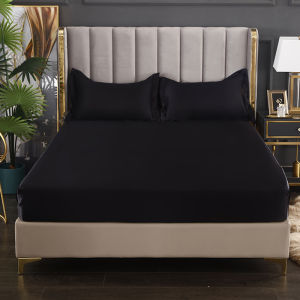 Bestenrose Satin Soft Silk Solid Bedding Fitted Sheet 3.5/5/6 Feet 100% Good Quality Single Full Queen King Size Cadar Fittled Bed Sheet