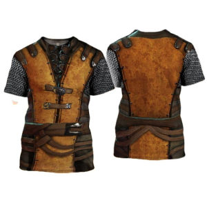 Knight Armor Cosplay T-shirt Mens Clothing 3D Print Casual Fashion O-neck Short Sleeve T Shirts Streetwear samurai armor Tees