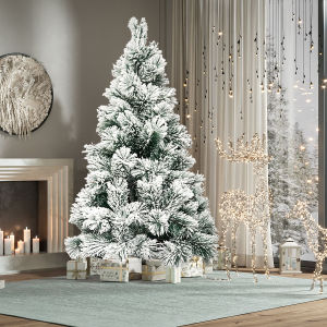 White Big Christmas Tree 120CM/150CM/180CM/210CM/240CM Metal Stand Snow Flocked Pine Needle Tree