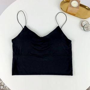 [Lady Sugar]New 2021 Crop Top Ice Silk Tube Top Tanks Camisoles Underwear Women Bra Korean Fashion Padded Beautiful Back Bralette Summer Bra