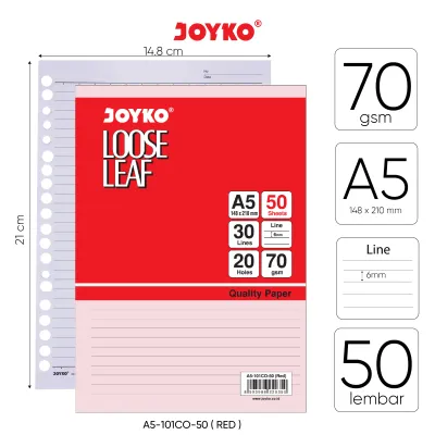 Loose Leaf Color Isi Kertas File Binder Warna Joyko A5