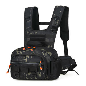 Fishing Tactical Chest Bag Mens Molle Vest EDC Front Pouch Multipurpose Travel Recon Kit Bag Climbing Camping Backpacks Outdoor Rig Fanny Pack Lure Box Gear Storage Bags