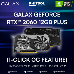 GALAX GEFORCE RTX 2060 12GB PLUS (1-CLICK OC FEATURE) | 12 GB GDDR6 | 192-BIT | Display Port 1.4 | HDMI 2.0b | DVI-D | (SLIGHTLY USED)