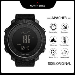 NORTH EDGE Compass Mens Watch Swimming 50M Waterproof Military Army Digital Watch Outdoor Sport Running Swimming Altimeter Barometer Apache Watch For Men