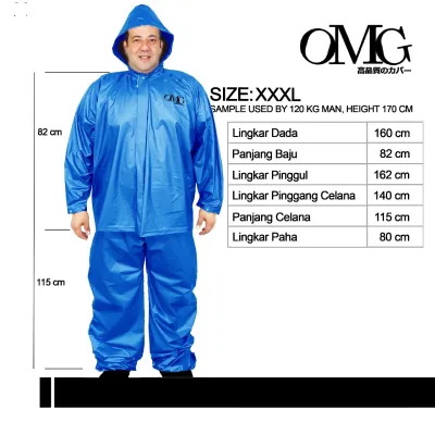 Jas Hujan Super Jumbo XXXL OMG Jaket Celana Tebal Bagus High Quality Japan