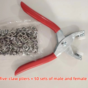 Snap Button Pliers Tool Set - Pliers with 50 Buttons and Storage Box - Five-Claw Buckl