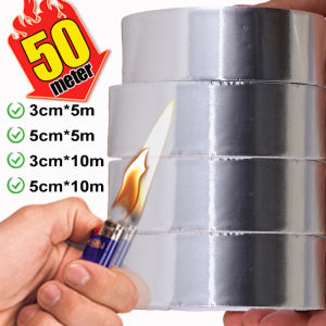 50m Aluminum Foil Tape Universal Self-Adhesive Waterproof Greaseproof Tape High-Temperature Repair Sticker Kitchen Gas Stove Sticker