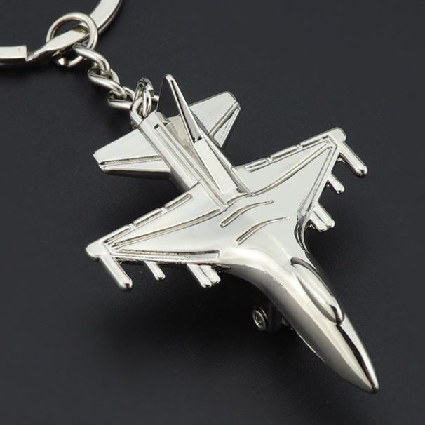 3D F-16 Fighting Falcon Keychains Polished Metal Plane Keyrings