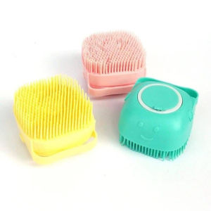 Pet Dog Bath Brush Pet Grooming Soothe Massage Brush with Shampoo Dispenser Soft Silicone