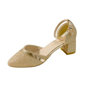 [Free Shipping] Autumn New High-Heeled Shoes Fashionable And Versatile With A Closed-Toe Design Open Back Chunky Heels And Sequin Embellishments Available In Stock